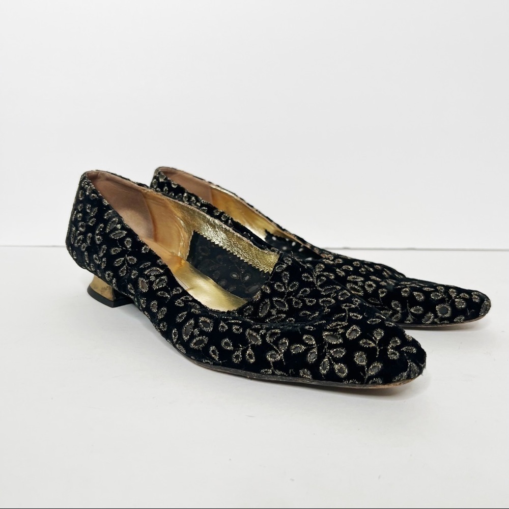 Vintage Casadei Black Gold Heels Size 9.5 Women’s